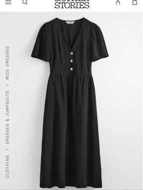 & Other Stories Flutter-Sleeve Midi Dress In Black